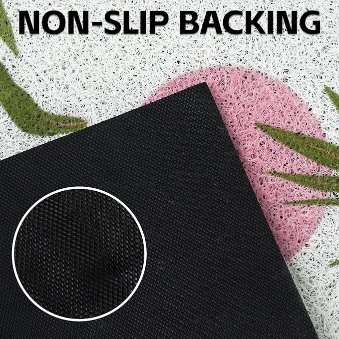 Cat Litter Mat Litter Trapping Mat, 24"x15" Waterproof Urine Proof Litter Box Mat Catcher Mat Non-Slip Washable for Kitty Kitten, Pink