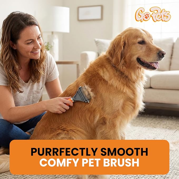 2-in-1 Deshedding & Dematting Comb & Grooming Brush for Dogs & Cats | Double-Sided Dog Rake for Shedding, Pet Deshedding Brush, Undercoat Mat Dematting Tool for Long Haired Cats, Grooming Matting