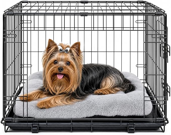 Dog Crate Bed 22x13,Washable Dog Crate Pad for Medium Dogs,Soft Kennel Bed Mattress with Non Slip Bottom,Light Grey