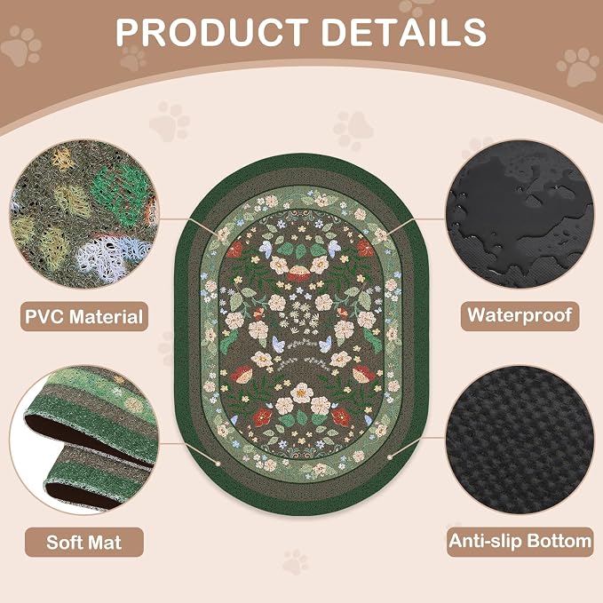 Bienbee Cat Litter Mat, 33" x 22" Dense Trapping Mesh for Litter Boxes | Litter Box Mat with PVC Mesh, Waterproof &Urineproof, Non-Slip Grip, Soft On Kitty Paws and Easy to Clean to Protect Floor