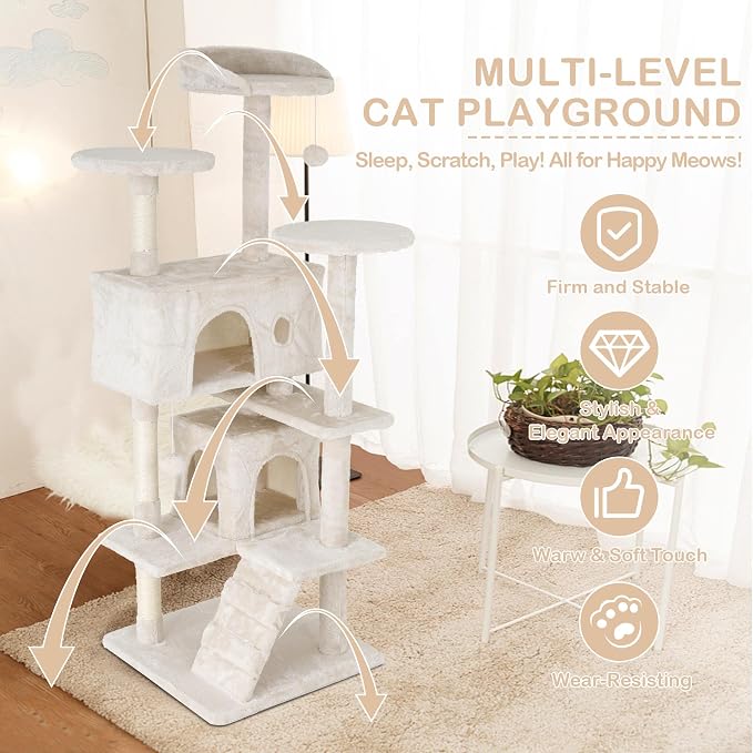 Go Pet Club 70'' Tall Multi-Level Cat Tree with Scratching Post, Condo, Platform, Tower for Indoor Medium Cats