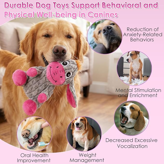 Squeaky Plush Dog Toy, Crinkle Ears Interactive Dog Chew Toy for Small Medium Dogs, Durable Corduroy Stuffed Animal Dog Toys for Puppy Teething, Boredom Relief & Indoor Fetch Play