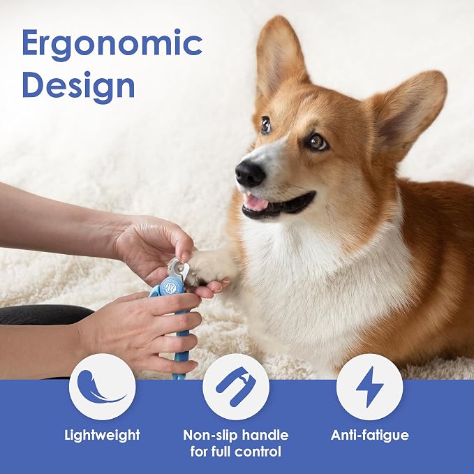 AKC Dog & Cat Stainless Steel Nail Clippers with Safety Guard and Nail File | Professional grooming tool with stainless steel blades and an easy-grip anti-slip handle for all pet sizes.
