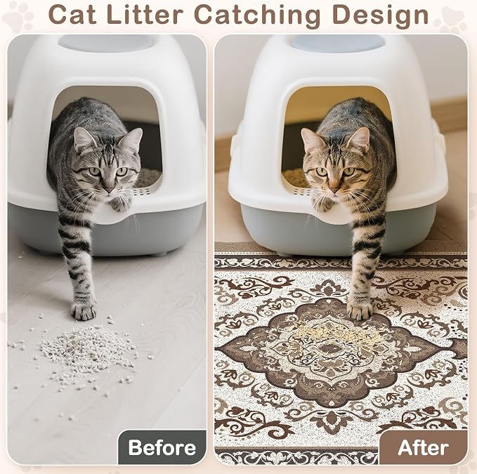 Unicorn Catcher 24"x15" Cat Litter Mat Non-Slip Washable Litter Box Mat | High-Density PVC Litter Catcher Mat Efficiently Traps Scattered Litter From Paws To Keep Floors Clean