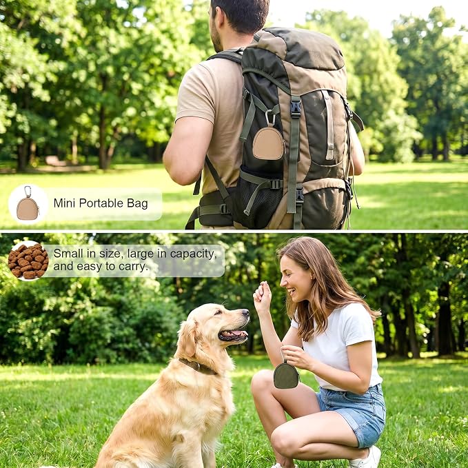 3Pcs Portable Dog Treat Pouches, Dog Training Reward Pouch | Reusable Dogs Treats Container with Zipper Closure for Pet Dogs Travel or Outdoor Use