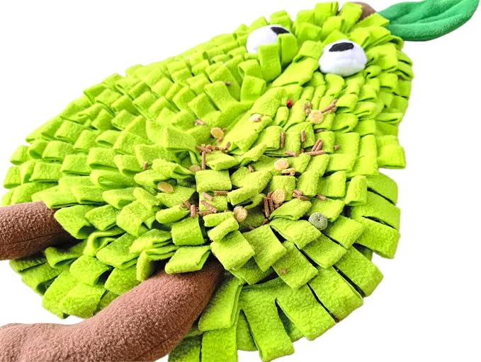 Dog Snuffle Mat Fleece Foraging Fruit Design Mats Small Animals Interactive Feeding Toy Anti Slip Slow Feeder Pet Treat Dispenser for Dogs Rabbits Guinea Pigs (Pear)