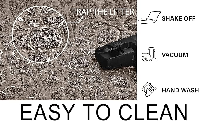 PetLike Cat Litter Box Mat, Thick Kitty Litter Trapping Mat, Durable,Waterproof &Washable with Non-Slip Backing, Soft on Kitty Paws and Easy to Clean, BPA Free