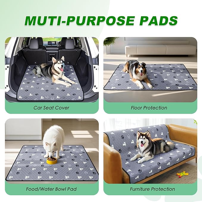 WanpeeGoo Washable Pee Pads for Dogs, Waterproof, 32 x 52 in, 2 Pack, Gray