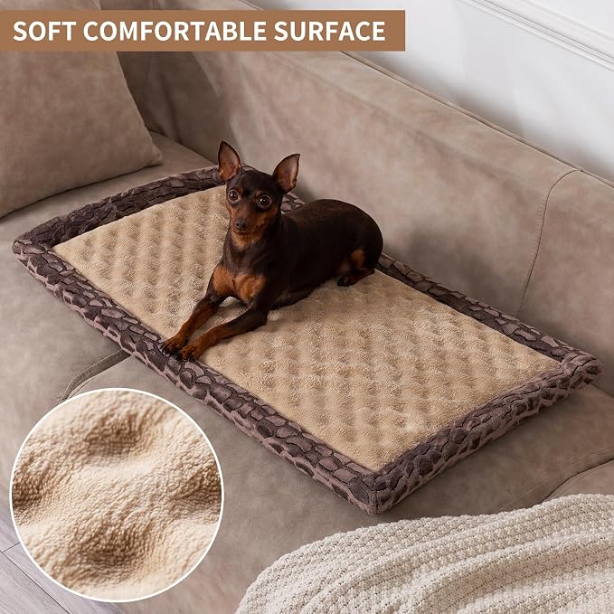 MINIDEAR Dog Crate Pad, Crate Bed Non-Skid Kennel Pad, Rubber Backing Memory Foam for Dog Bed Mat, Machine Washable Dog Bed for Crate, 17"x24"
