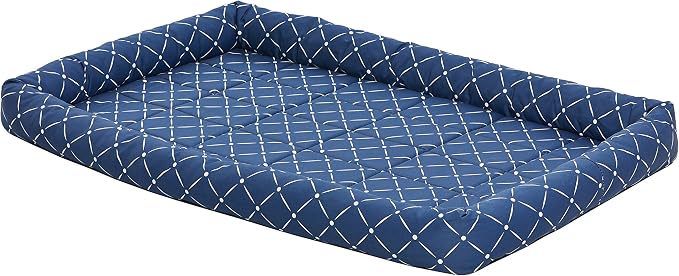 Midwest Homes for Pets 40248-BLD Quiet Time Couture Ashton Bolster Pet Bed, X-Large Dog/48, Blue
