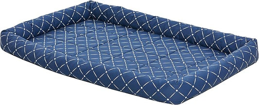 Midwest Homes for Pets 40248-BLD Quiet Time Couture Ashton Bolster Pet Bed, X-Large Dog/48, Blue