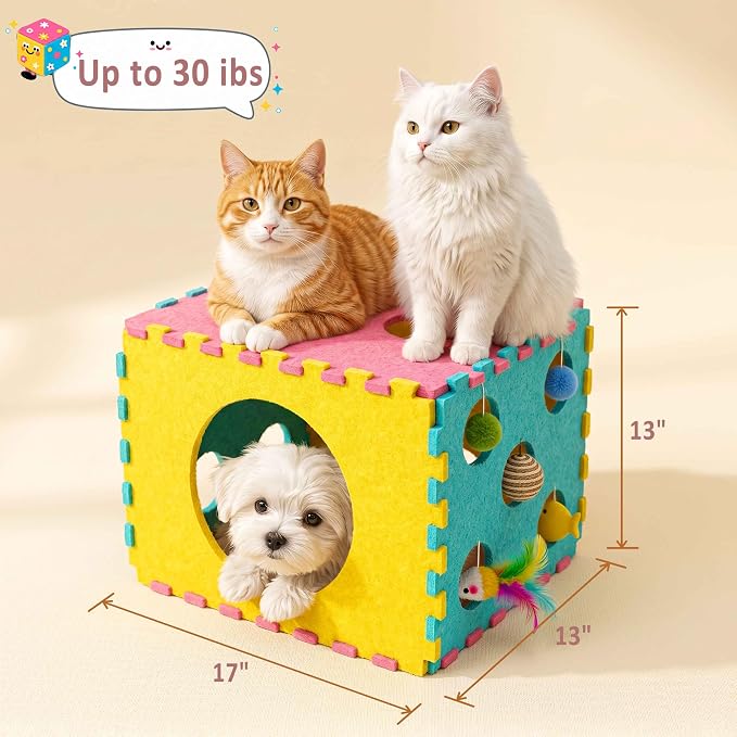 41 Pcs Interactive Cat Toys for Indoor Cats, Kitten Toys with Soft Pillow, Catnip Toys, Chew Rope, Feather Wand, Springs and Balls for Indoor Kittens