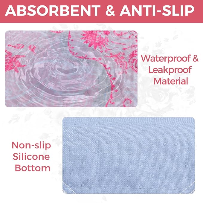 Homimp Cat Litter Mat, Litter Trapping Mat 2 Pack, Contains Mess from Box, Protects Floors,Urine Waterproof,Non-slip,Less Waste Cat Litter Box Mat,Soft on Kitty’s Paws,Washable,Absorbent,Pink 18"X24"