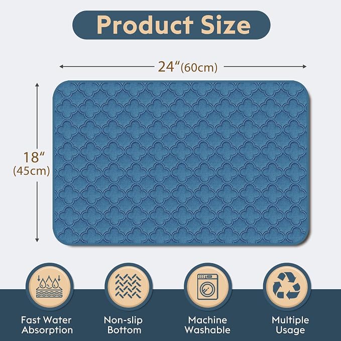 FunFurry Washable Pee Pads for Dogs - 4 Pack Reusable Pee Pads，Waterproof Puppy Pads，Pet Training Pads，Super Absorbent with Dog Paw Shape Non-Slip Backing (Blue, 18" X 24" - 4 Pack)