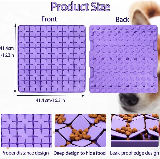Silicone Snuffle Mat for Large Dogs,Slow Feeder Lick Mat for Pet Slow Down Eating,Encourages Natural Foraging Skill,Relieving Stress,Interactive Feed Game Toy for All Breed Dogs