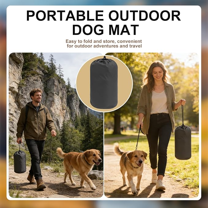 BINGPET Outdoor Travel Dog Bed for Large/Medium Dogs,Portable Waterproof Camping Mat with Carry Bag,Foldable Outside Bed,Machine Washable Indoor Pet Mat for Small,Medium and Large Dogs 26"x43"