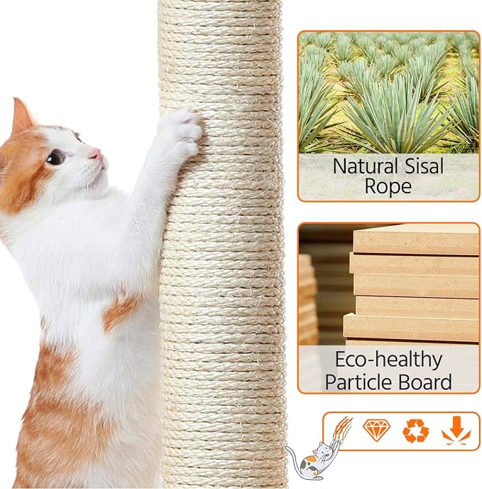 Topeakmart 34in Cat Tree Cat Tower Scratching Posts Modern Bed Cat Furniture for Indoor Cats and Kittens as Pet House Activity Center with Warm Condo, Fluffy Nest, Large Platform, Comfy Basket