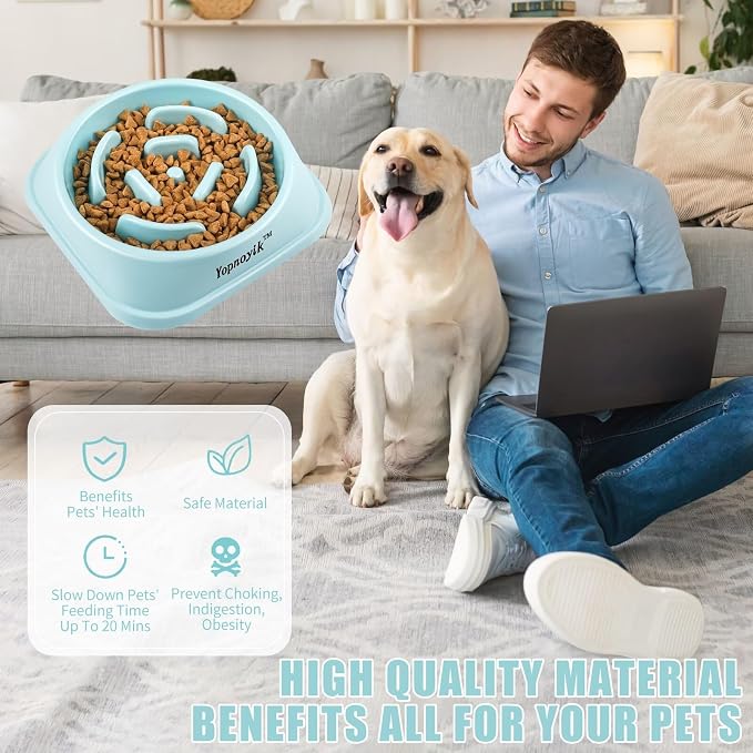 Yopnoyik Slow Feeder Dog Bowls for Healthy Eating, Non-Slip and Anti-Choking Design, Reduces Bloating & Overeating for Large Dogs, Easy to Clean
