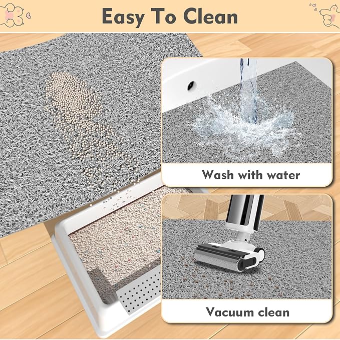 Bohemian Kitty Litter Mat 24"x17",Non-Slip Litter Box Mat, Washable Cat Litter Rug Catcher,Double-Layer Litter Trapping Mat for Scatter Control, Easy Clean Cat Food Mat & Floor Protector