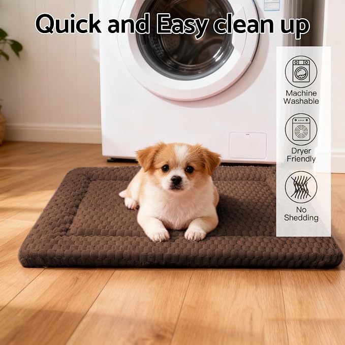 Dog Bed Mat - Dog Crate Pad - Reversible Mat for Pet Comfort - Soft Bed Crate Pads for All Seasons - Durable, Machine Washable Mat for Crates, Travel, and Home (Dark Brown, 24" L*18" W*1.5" Th)
