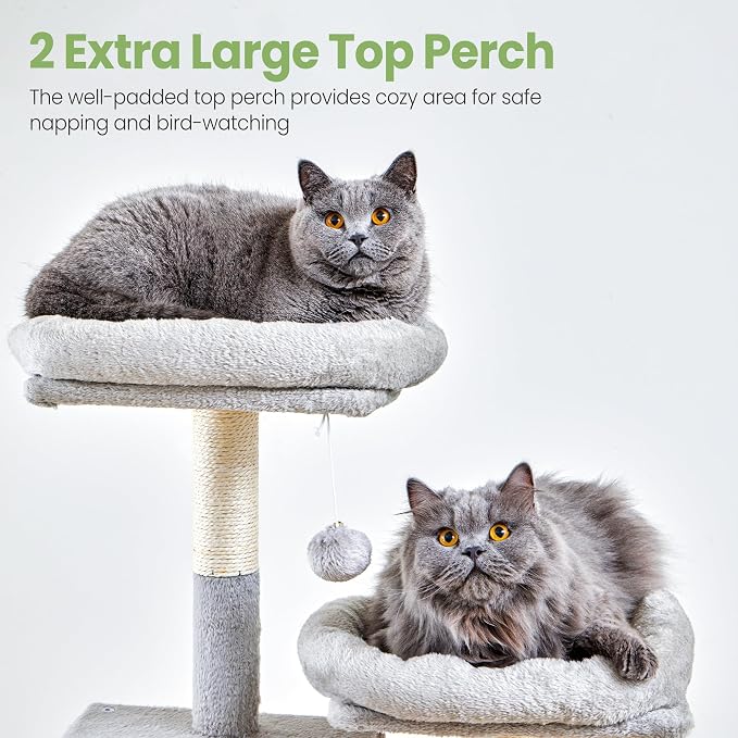 Cat Tree Tower for Indoor Cats Large Adult - 65 inch Extra Tall Cat Condo Trees with Scratching Post Hammock Perch - XL Sturdy Big Heavy Duty Multi Level Cat House Towers - Kitty Climbing Furniture