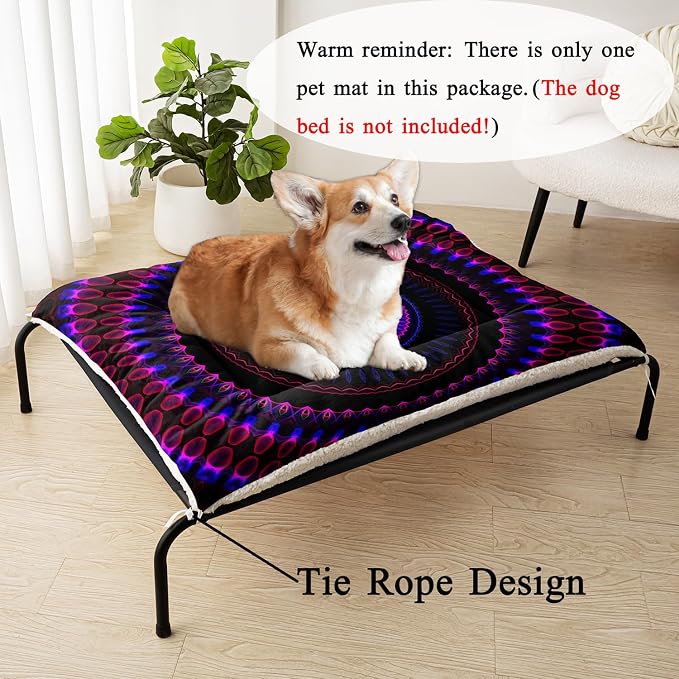 HOSIMA Bohemia Dog Mats for Sleeping,Mandala Pattern Fuzzy Pet Bed Mat,38L*32W Inch,Suitable for Small Dog Bed,Washable Soft Cozy Black Pet Pad.
