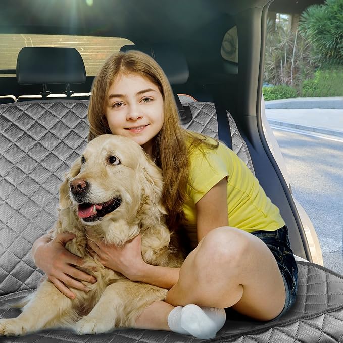 PETICON Waterproof Scratchproof Pet Bench Seat Covers for Cars, SUVs, Nonslip Durable Back Seat Cover for Dogs, 600D Oxford Fabric, Machine Washable