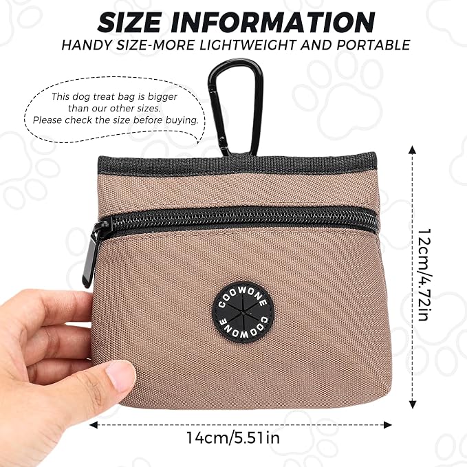 Dog Treat Pouch with Pet Training Clicker, Detachable Dog Puppy Training Treat Bag, 900D Oxford Cloth Magnetic Closure Small Dog Walking Bag for Travel or Outdoor Use (Coffee)