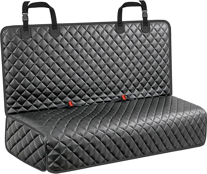 URPOWER PU Leather Dog Car Seat Cover for Back Seat, Waterproof Non-Slip Bench Seat Protector for Dogs, Easy-Clean Scratch-Resistant Pet Seat Cover for Large Sedans & Large SUVs