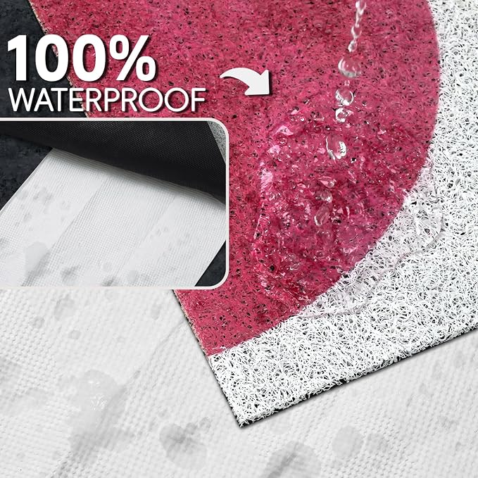 Cat Litter Mat Litter Trapping Mat, 24"x15" Waterproof Urine Proof Litter Box Mat Catcher Mat Non-Slip Washable for Kitty Kitten, Pink
