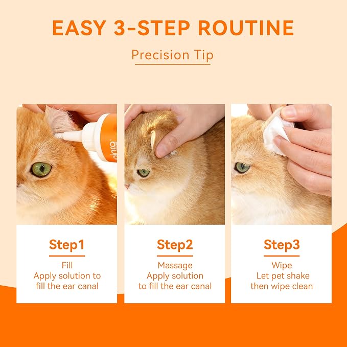Dog Ear Cleaner Solution - Alcohol-Free Ear Wash with Quantum Silver & Witch Hazel - Soothes Itch, Removes Wax & Odor - Gentle Daily Flush for Dogs & Cats (8 oz) | Vet Formulated Patented Quantum Silver Alcohol-Free Dog & Cat Ear Flush, Soothes Itching...