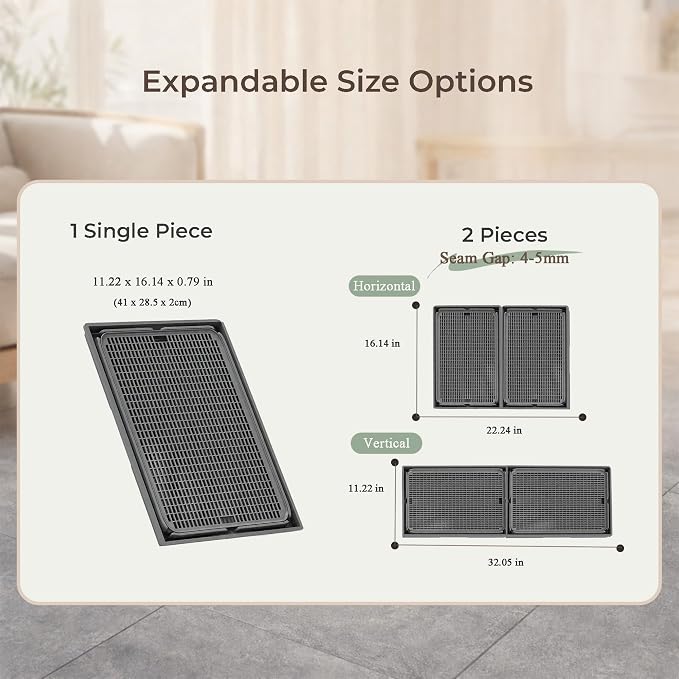 Connectable Cat Litter Mat for Litter Box, 2 Panels | Expandable Coverage | Less Litter Tracking | Easy Rinse Cleanup | Pour-Back Litter | Helps Reduce Shifting