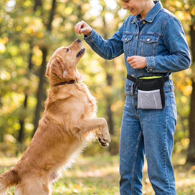 Dog Treat Pouches and Training Clicker Portable Hand Free Puppy | Dogs Treat Bag with Carabiner Pets Feed Snack Reward Pocket for Pet Training Dog Treats Exercising Walking