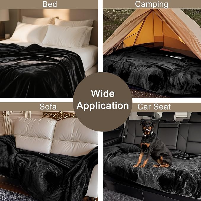 gogobunny Dog Blanket, Waterproof Reversible Sherpa Fleece Throw Blanket, Furniture Cover for Bed, Couch, Sofa Protection from Liquid Pee and Pet Fur of Puppy, Cat (Black, 30x70 inches)