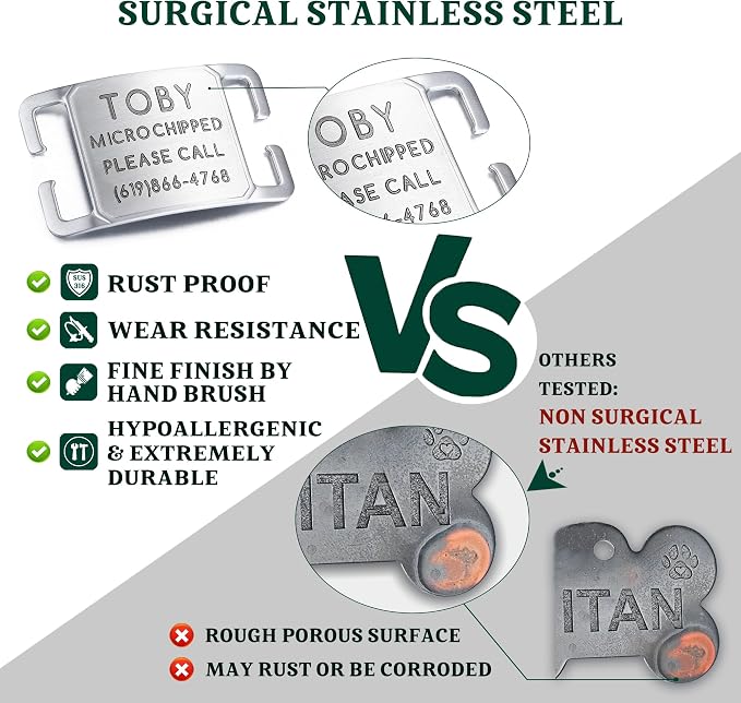 Rugged & Refined: Immovable Slide-On Pet ID Tag - Silent No-Noise Design - Deep Laser Engraved Horology-Grade Steel - Extra Small | PVD Black