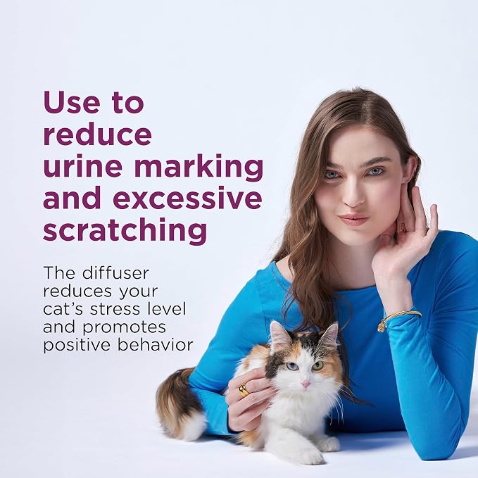 Comfort Zone Cat Calming 1 Room Bonus Kit, 1 Diffuser & 2 Refills | Refillable diffuser, Reduces cat stress & urine marking & scratching, drug & fragrance free, expert recommended, 24/7 calming
