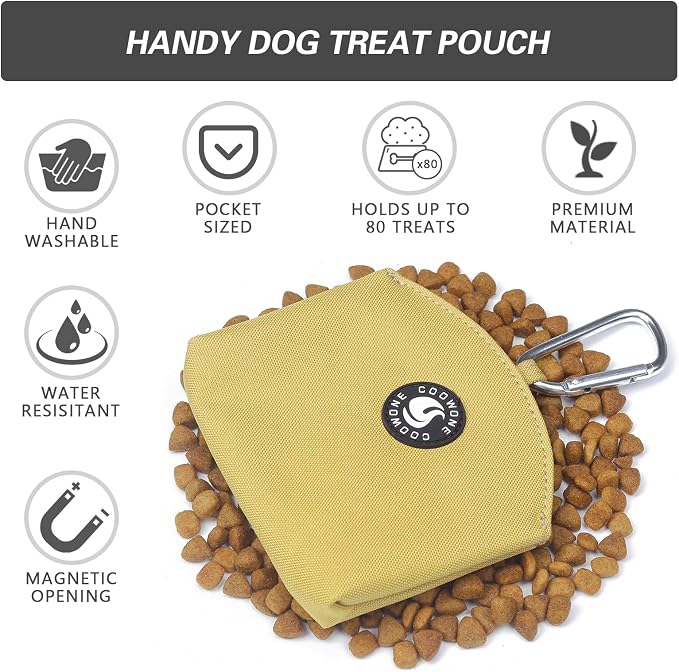 Dog Treat Pouch Magnetic Closure Small Dog Training Treat Pouch Pocket Sized Small Dog Treat Pouch with Clip (Khaki)
