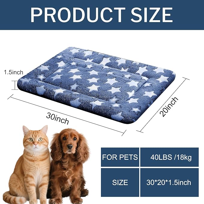 Dog Bed Mat, Reversible Crate Pads for Small/Medium/Large Dogs & Cats Sleeping, Portable & Soft, Dog Beds Crate Pad M(30"*20"*1.5")