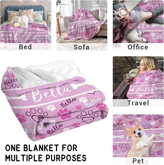 Custom Dog Blankets with Pictures, Personalized Name Blanket for Pets, Customized Pet Photo Throw,The Lightweight Blanket All-Season 50"x40"for Kids