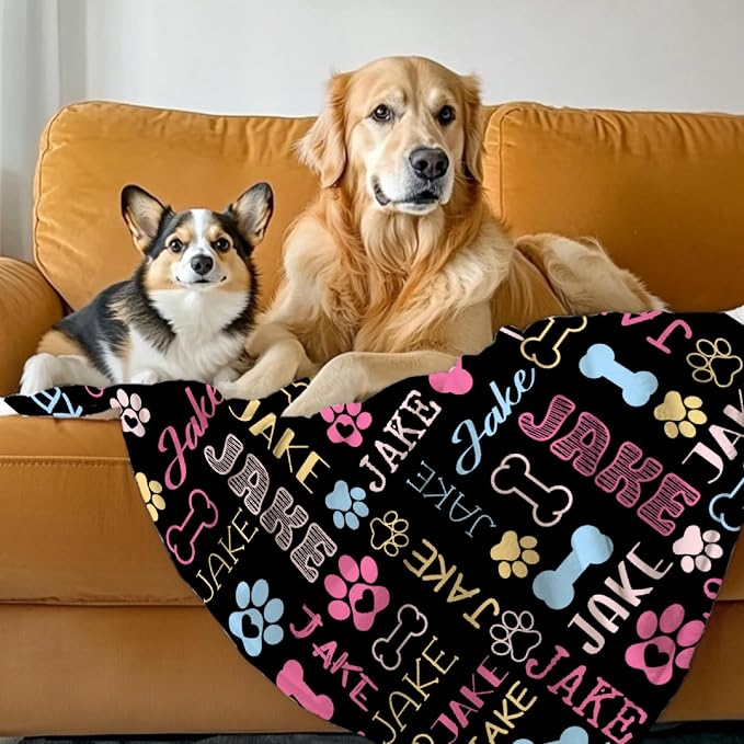 Custom Dog Blankets with Pictures, Personalized Name Blanket for Pets, Customized Pet Photo Throw,The Lightweight Blanket All-Season 50"x40"for Kids