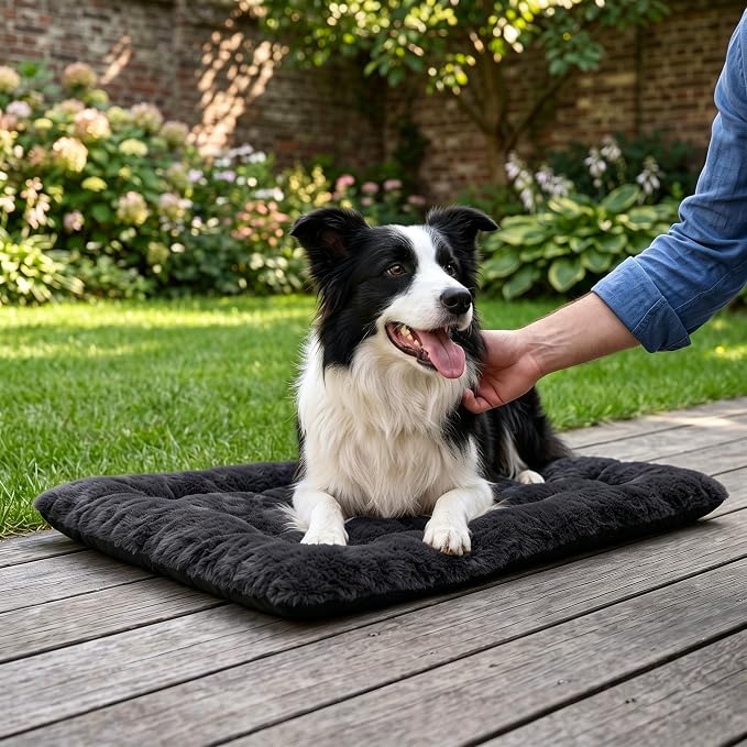 Dog Bed 36" for Metal Crate Pad,Washable Sleeping Mat for Medium/Large Pets | Soft faux rabbit fur, non-slip,machine wash/dry, plush cushioning, for crates, floors & travel, multiple sizes for all breeds