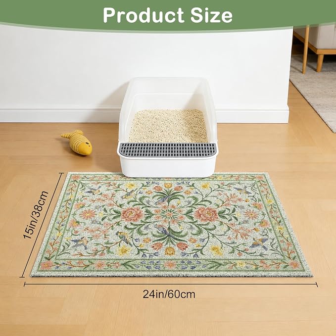 Unicorn Catcher 24"x15" Cat Litter Mat Non-Slip Washable Litter Box Mat | High-Density PVC Litter Catcher Mat Efficiently Traps Scattered Litter From Paws To Keep Floors Clean