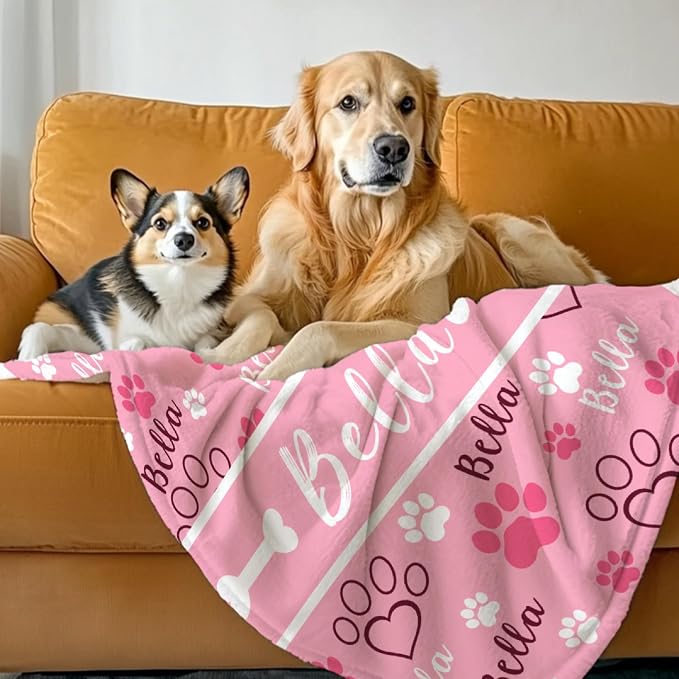 Custom Dog Blankets with Pictures, Personalized Name Blanket for Pets, Customized Pet Photo Throw,The Lightweight Blanket All-Season 50"x40" for Kids