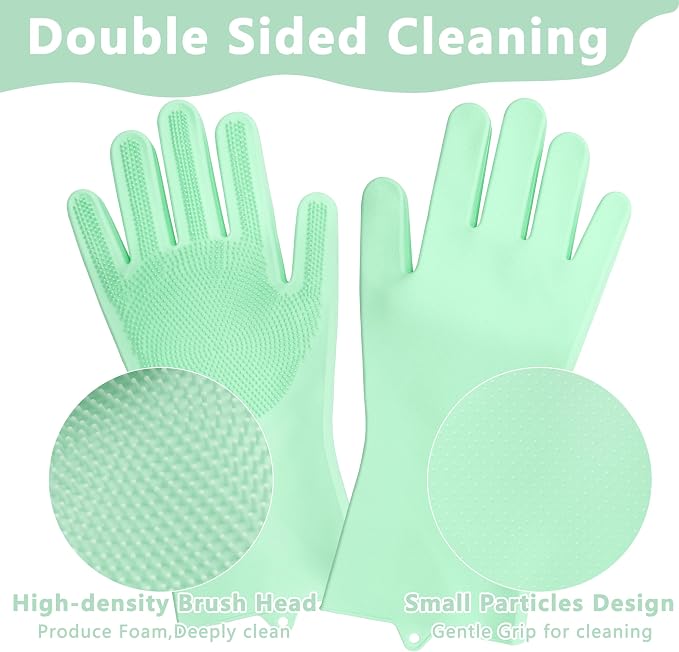 Pet Grooming Gloves—Dog Washing Gloves with High-Density Teeth | Dog Bath Scrubber with Enhanced Five Finger Design, Silicone Gloves for Dogs and Cats Bathing, Massage (Green)