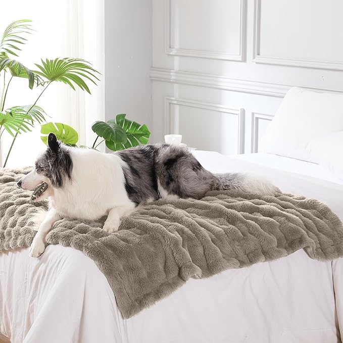 Modern Threads Water-Resistant Faux Rabbit Fur Pet Blanket for Dogs & Cats – Ultra-Soft Couch, Bed & Crate Protector, 30x40 Brown