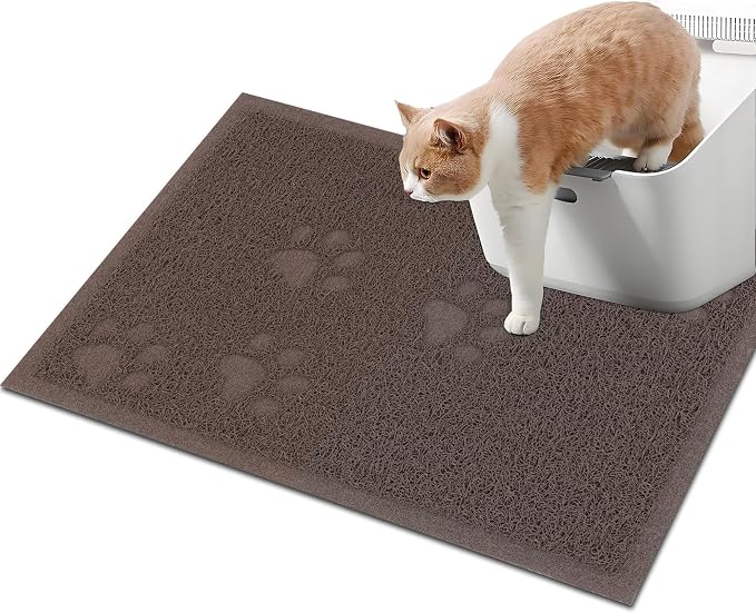 Darkyazi Cat Litter Box Mat for Floor Litter Trapping Mat Non-Slip Backing, Scatter Control, Easy Clean, Water Resistant, Soft on Paws (15.75" x 11.75",Coffee)