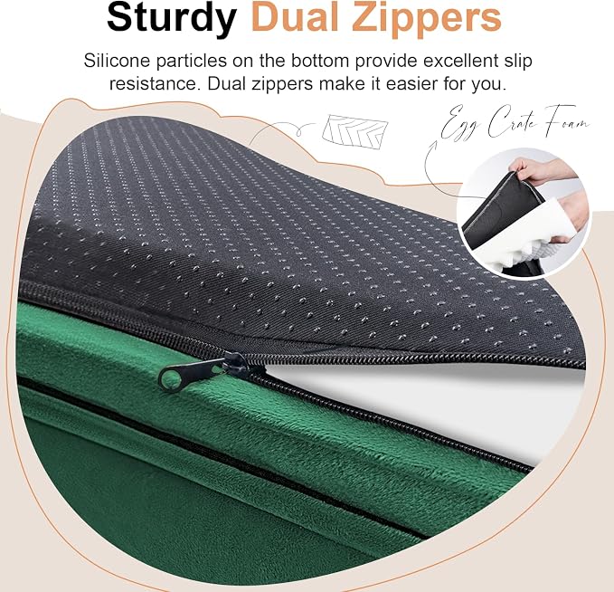 NANUYA Orthopedic Dog Bed for X-Large Dogs, 40 x 32 Inch, Emerald | Egg crate foam for joint support, 3-sided bolster pet sofa, waterproof lining, washable cover, and non-skid base