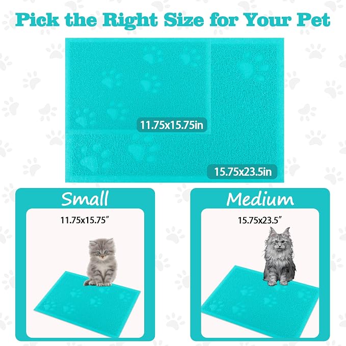 Darkyazi Cat Litter Box Mat for Floor Litter Trapping Mat Non-Slip Backing, Scatter Control, Easy Clean, Water Resistant, Soft on Paws (15.75" x 11.75",Lake Blue)