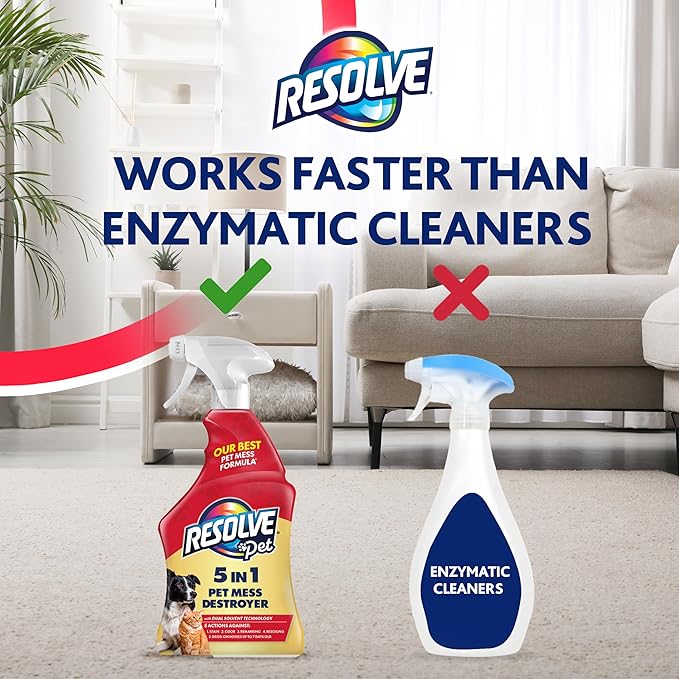 Resolve 5-in-1 Carpet Cleaner Spray – for Removal of Pet Stains & Odors Up to 7 Days Old, 22oz