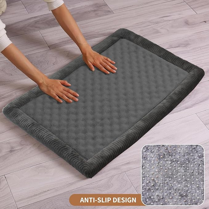 MINIDEAR Dog Crate Pad, Crate Bed Non-Skid Kennel Pad, Rubber Backing Memory Foam for Dog Bed Mat, Machine Washable Dog Bed for Crate, 19"x30"